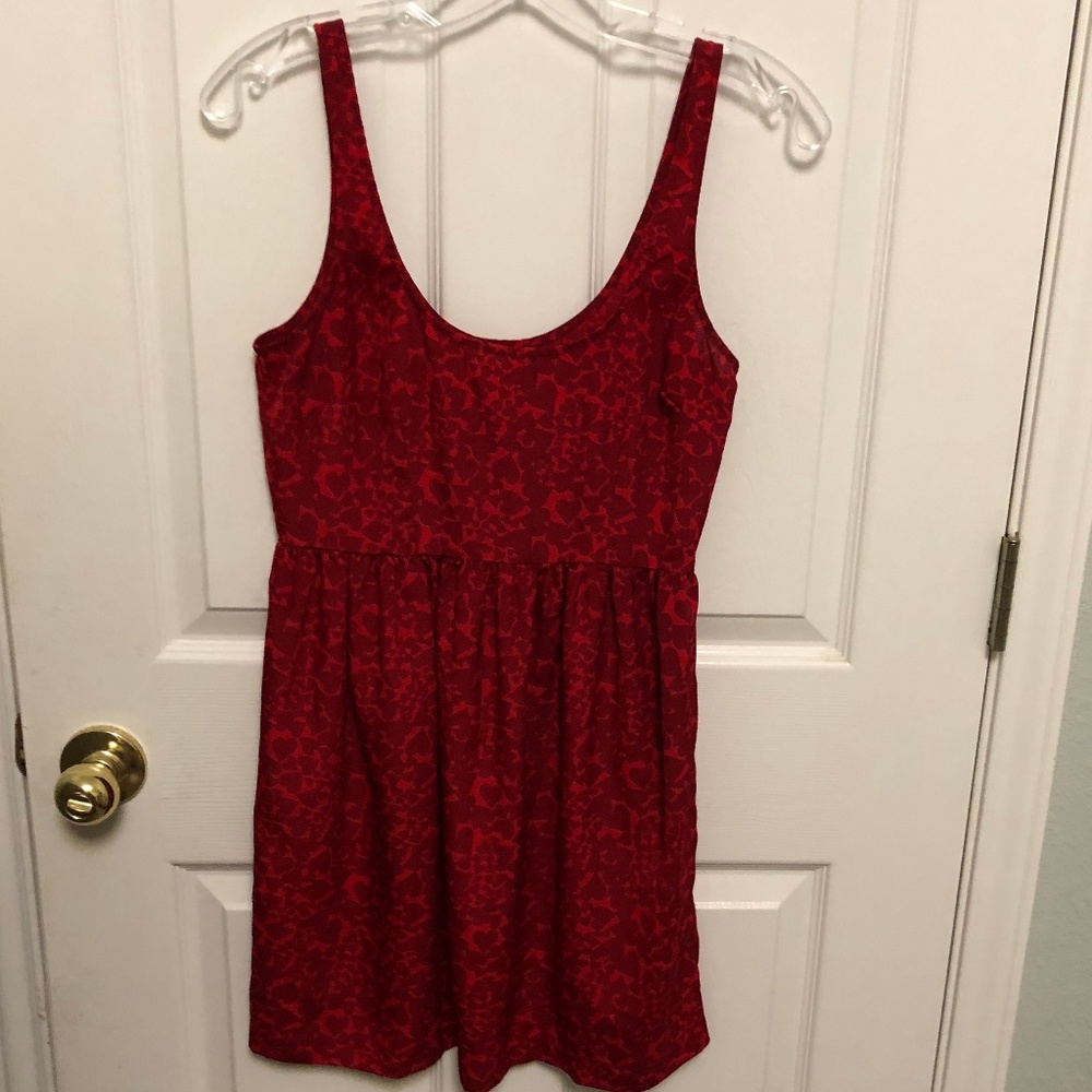 Anthro Cooperative Heart-Pattern Red Dress - Sz. S